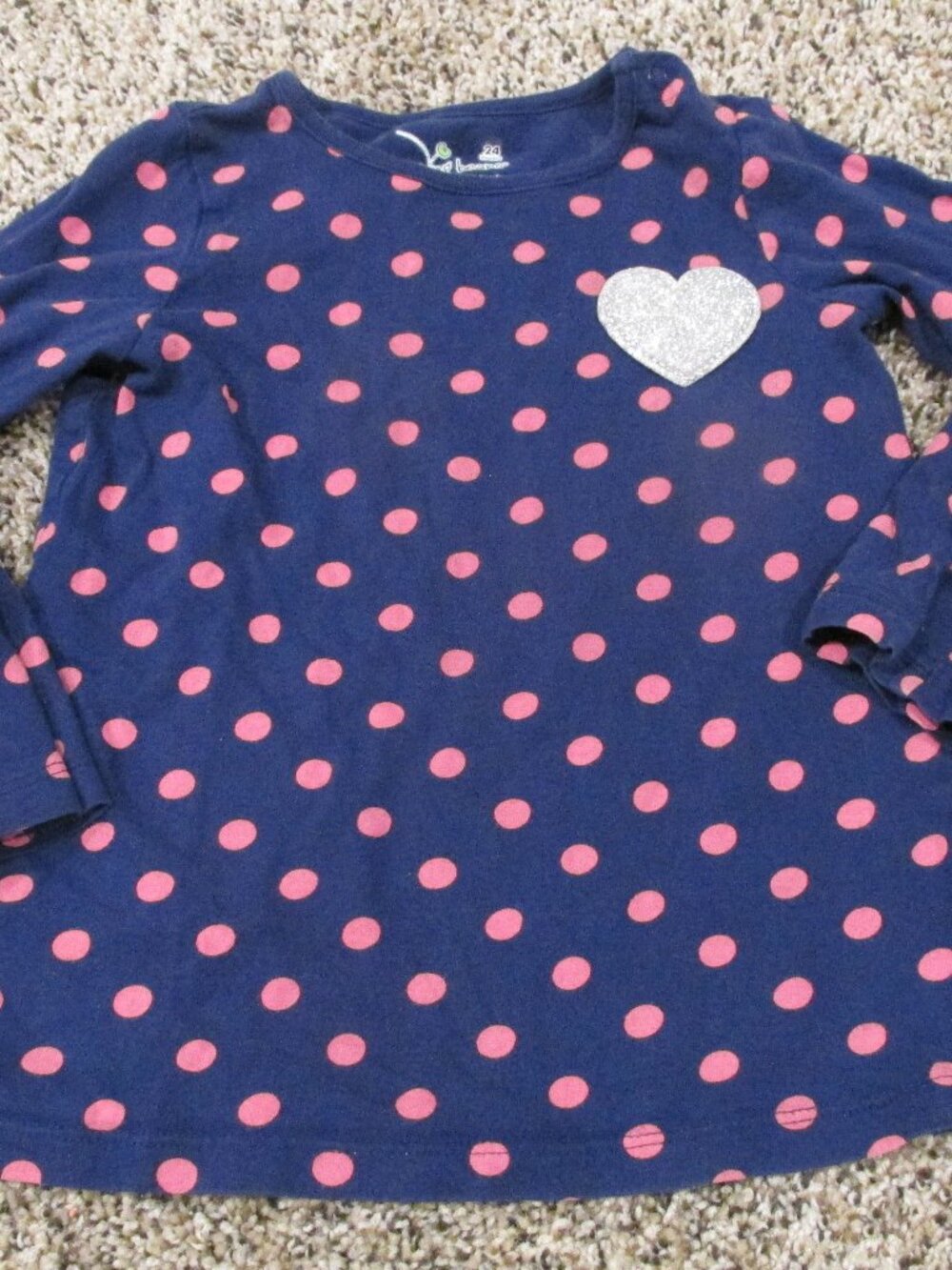 Jumping Beans Pullover Shirt Girls 24M Purple Pink Polka Dot Long Sleeve Top Tee